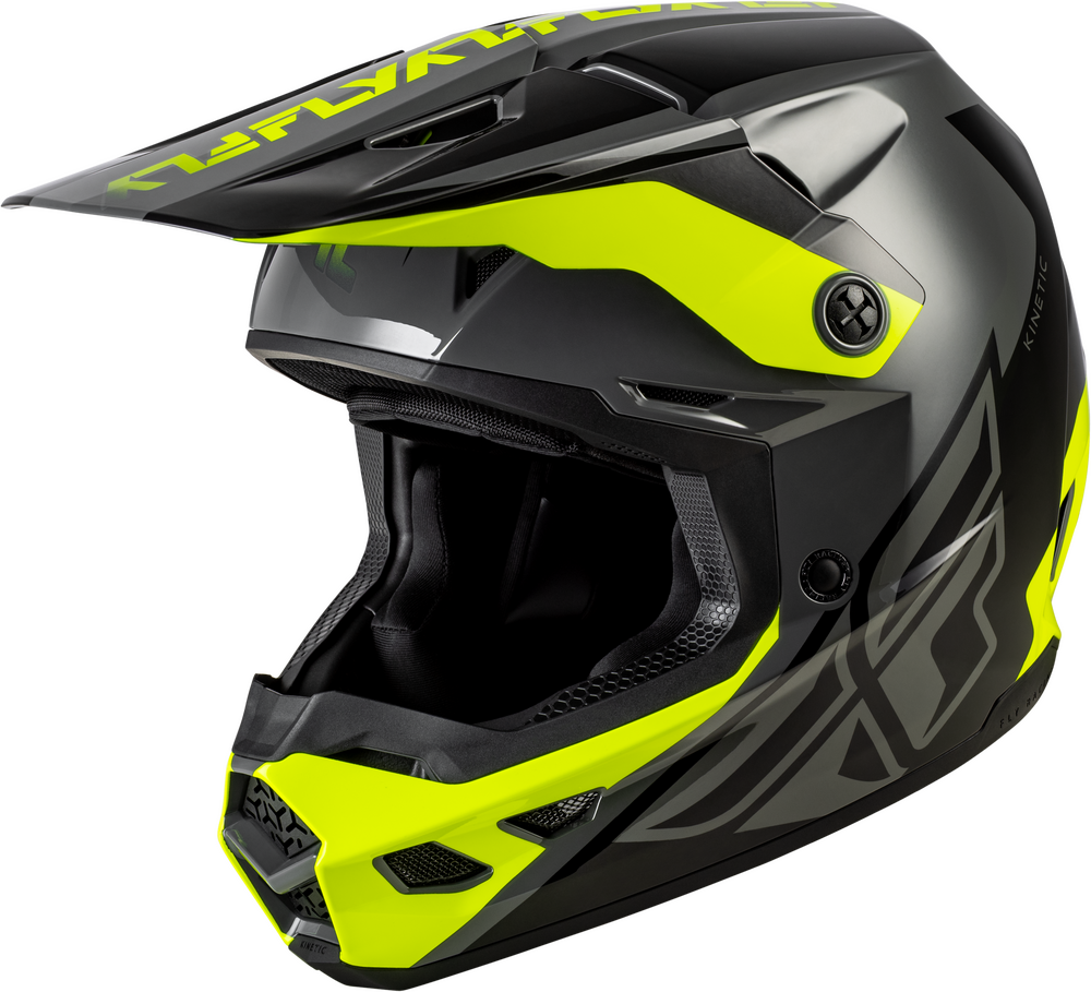 FLY RACING KINETIC CREST HELMET GREY/BLACK/HI-VIS